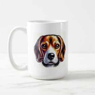 Cute Beagle Dog Portrait with Vibrant Colours Coffee Mug