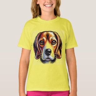 Cute Beagle Dog Portrait with Vibrant Colours T-Shirt