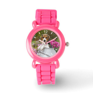 Cute Beagle Dog Puppy Churn Strapwatch dial-plate Watch