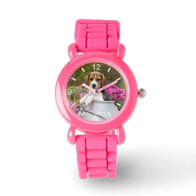 Cute Beagle Dog Puppy Churn  Strapwatch dial-plate Watch (Front)
