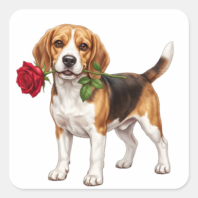 ‏Cute Beagle Dog Square Sticker (Front)