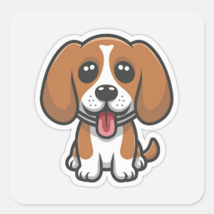 Cute beagle dog square sticker