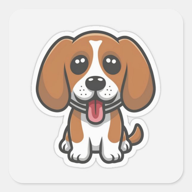 Cute beagle dog square sticker (Front)