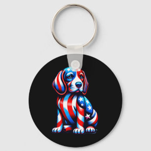 Cute Beagle Dog Usa Flag Women Men Dog Lovers 4th Key Ring