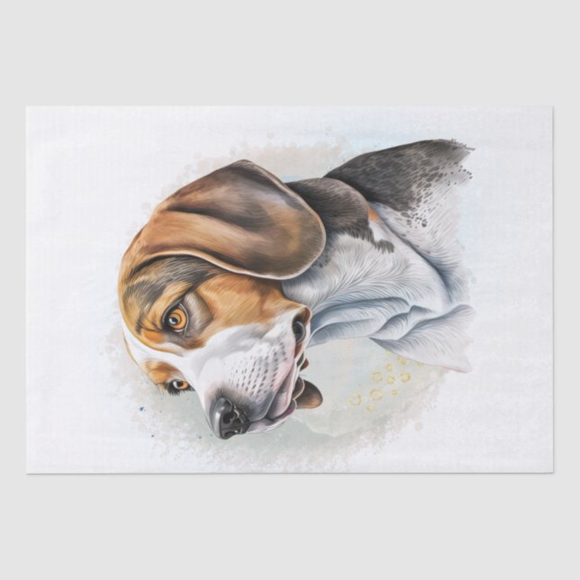 Cute Beagle Dog Watercolor Tissue Paper (Front)