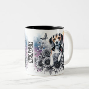 Cute Beagle Dog Wrap Two-Tone Coffee Mug
