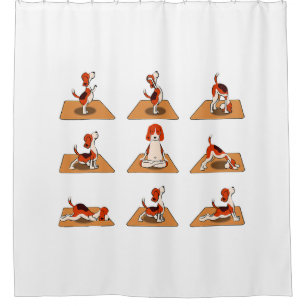 Cute Beagle Dogs Yoga Asana Poses Shower Curtain
