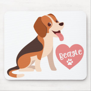 Cute Beagle Gift Funny Cartoon Puppy Dog Lover Mouse Mat