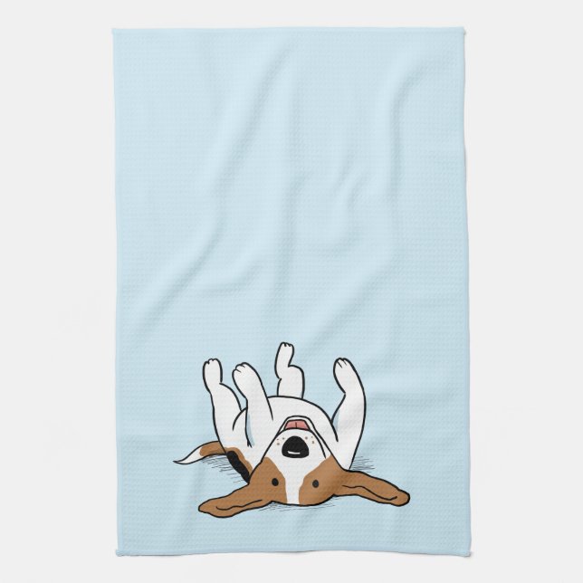 Cute Beagle Happy Cartoon Dog Fun Animal Lover's Tea Towel (Vertical)