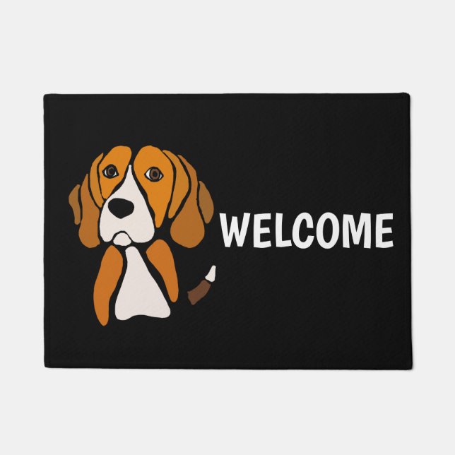 Cute Beagle Hound Dog Abstract Art Doormat (Front)