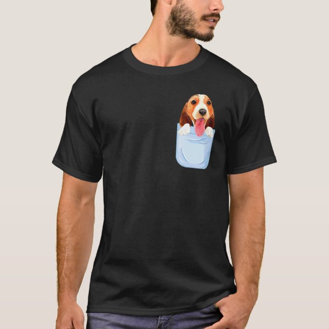 Cute Beagle In Your Pocket Peeking Dogs Pet Animal T-Shirt (Front)