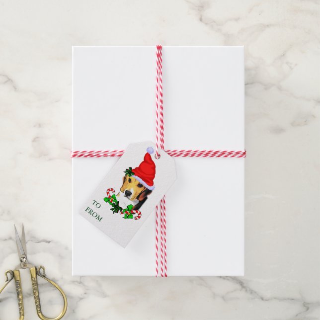 Cute Beagle Lovers Christmas Gift Tags (With Twine)