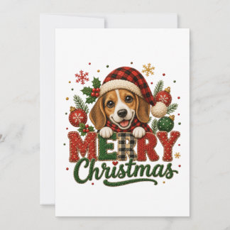 Cute Beagle Merry Christmas Card