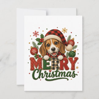 Cute Beagle Merry Christmas Invitation