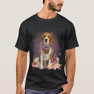Cute Beagle Mum Flower Happy Mother's Day Love Dog T-Shirt