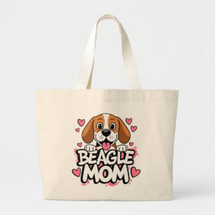 Cute Beagle Mum Gift Dog Lover Cartoon Beagles Large Tote Bag