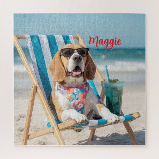 Cute Beagle Personalised Puzzle (Vertical)