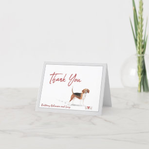 Cute Beagle Pet Dog Personalise Name Bone Thank You Card