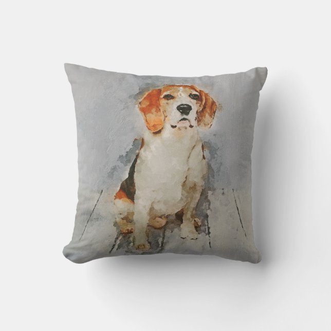 Cute Beagle Portrait Cushion (Front)