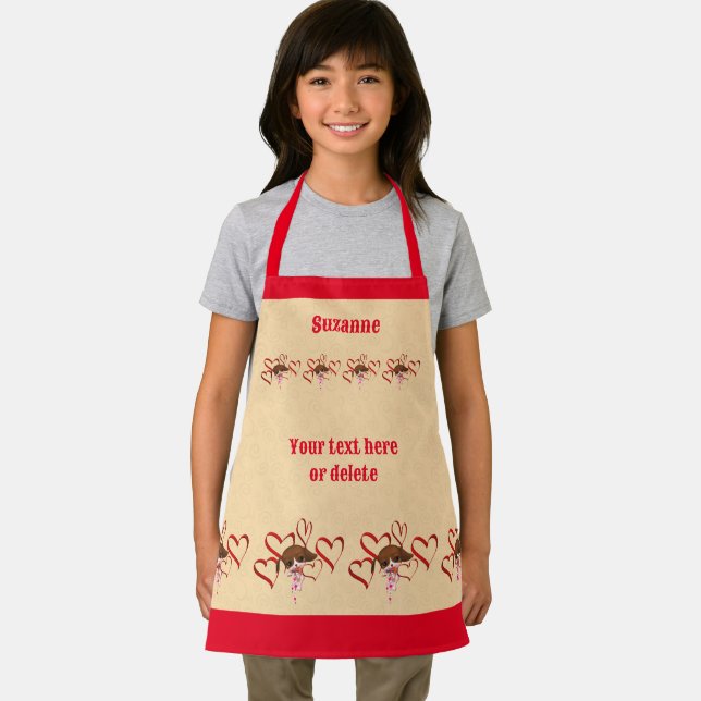 Cute Beagle Puppy And Hearts Personalised Apron (Insitu)
