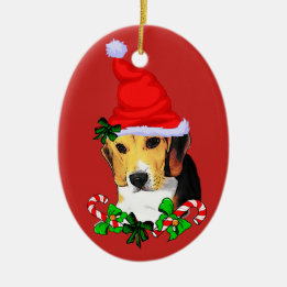 Cute Beagle Puppy Christmas Ceramic Tree Decoration