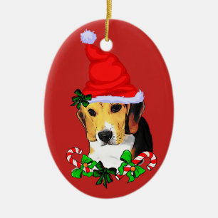 Cute Beagle Puppy Christmas Ceramic Tree Decoration