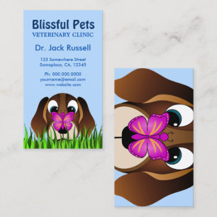 Cute Beagle Puppy Dog and Butterfly Veterinary Business Card