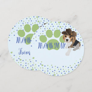 Cute Beagle Puppy Dog in Hat Kids Thank You Card
