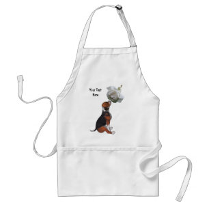 Cute Beagle Puppy White Rose Animal Standard Apron