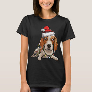 Cute Beagle Santa Christmas Tree Lights Xmas T-Shirt