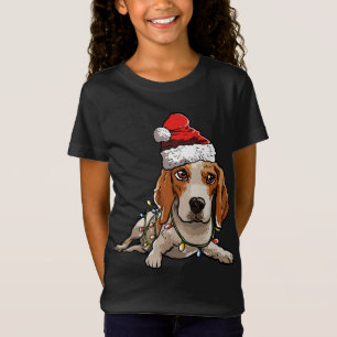 Cute Beagle Santa Christmas Tree Lights Xmas T-Shirt