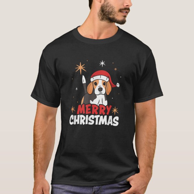 Cute Beagle Santa Dog Lovers Merry Christmas Xmas  T-Shirt (Front)