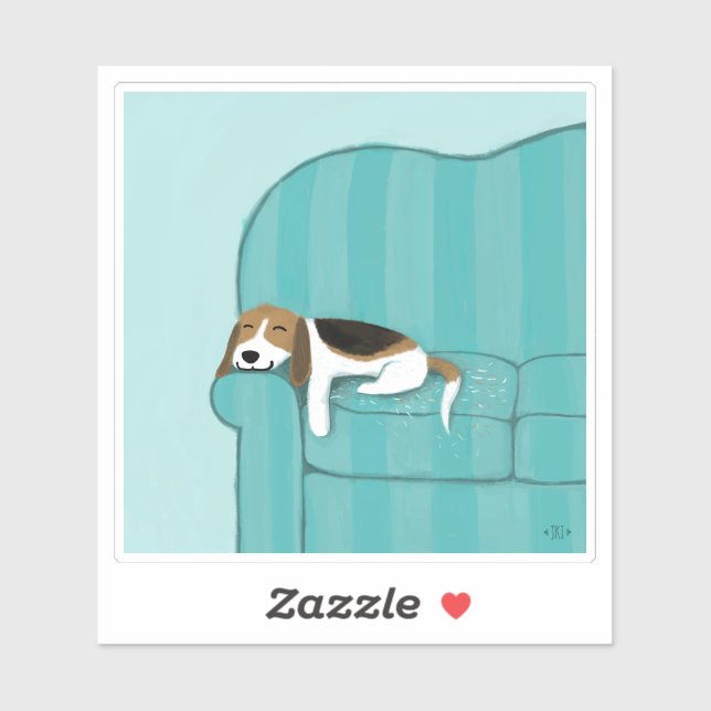 Cute Beagle Sleeping on Couch | Fun Dog Lover's (Sheet)