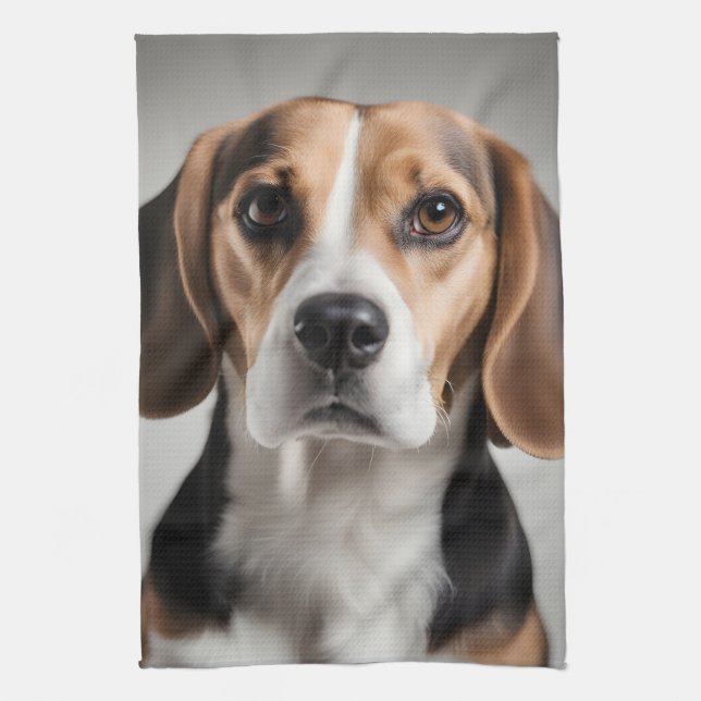 Cute Beagle Tea Towel (Vertical)