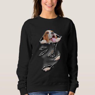Cute Beagle Torn Dog Torn Dogs Inside Dog Go Out Sweatshirt