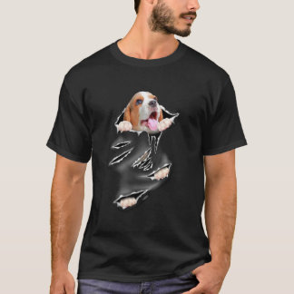 Cute Beagle Torn Dog Torn Dogs Inside Dog Go Out T-Shirt