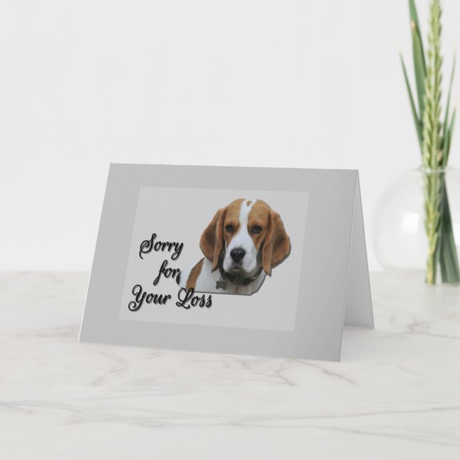 Cute Beagle Tri Coloured  Sympathy Sorry Your Loss Card (Front)