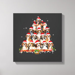 Cute Beagles Christmas Tree Dog Santa Xmas Tee Fun Canvas Print