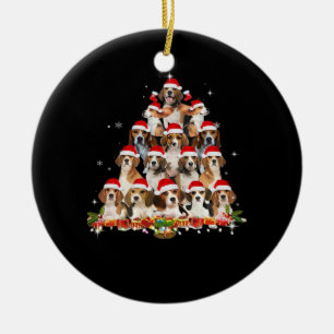 Cute Beagles Christmas Tree Dog Santa Xmas Tee Fun Ceramic Tree Decoration