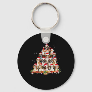 Cute Beagles Christmas Tree Dog Santa Xmas Tee Fun Key Ring
