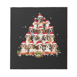 Cute Beagles Christmas Tree Dog Santa Xmas Tee Fun Notepad