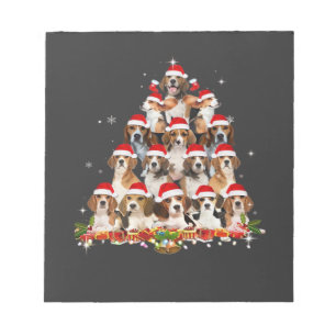 Cute Beagles Christmas Tree Dog Santa Xmas Tee Fun Notepad