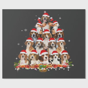 Cute Beagles Christmas Tree Dog Santa Xmas Tee Fun Wrapping Paper