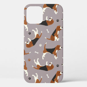 Cute Beagles Paws and Bones Grey iPhone 12 Pro Case