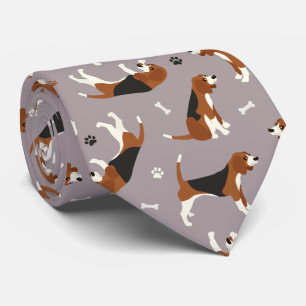 Cute Beagles Paws and Bones Grey Tie