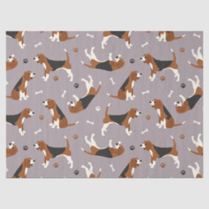 Cute Beagles Paws and Bones Grey Tissue Paper