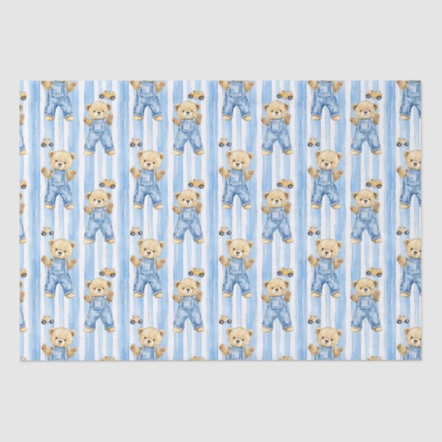 Cute Bear and baby boy  Tissue Paper (Front)