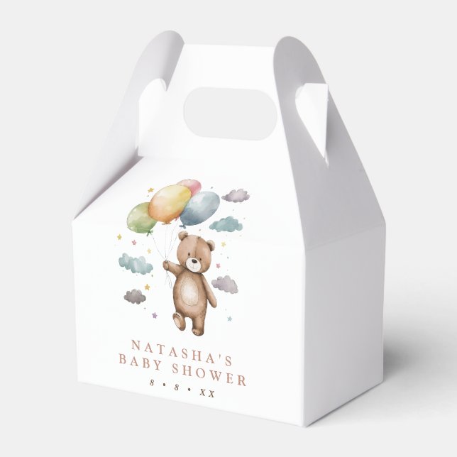 Cute Bear and Balloons Baby Shower Favour Box (Front Side)