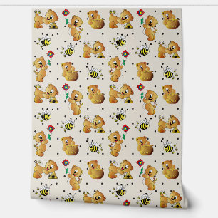 Cute Bear and Bumble Bees - Background Changeable Wallpaper