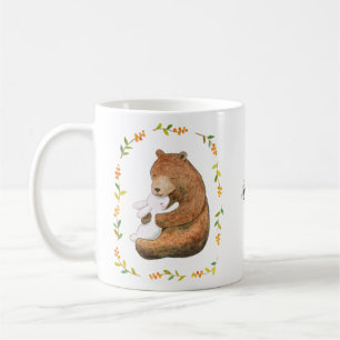 Cute Bear and Bunny in Love personalized with Name Coffee Mug
